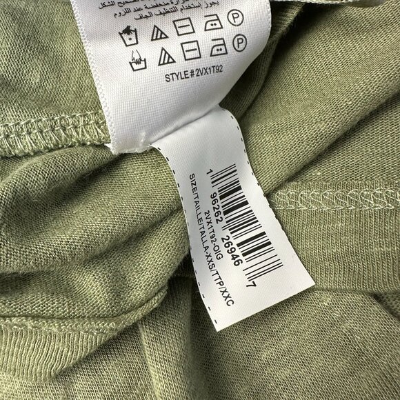 BCBGMAXAZRIA Women's Relaxed Linen Knot‎ Front Wrap V Neck Top, Size XXS, Green - Picture 12 of 12